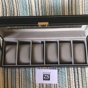 Zeeshy Black Leather Watch Storage Box 6 Slot